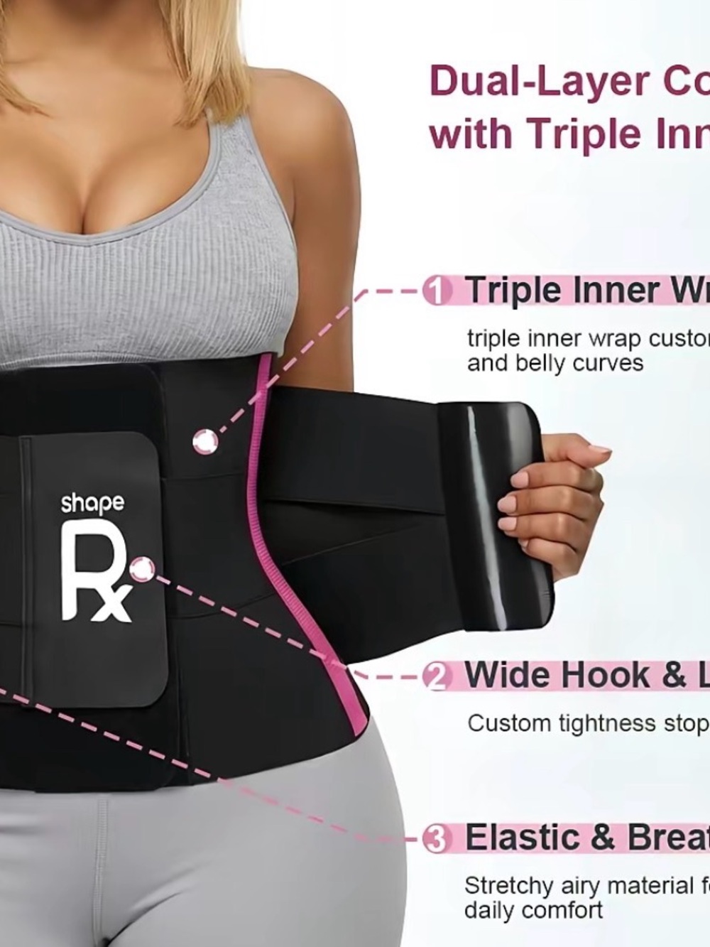 Black Pink Dual-Layer Waist Trainer